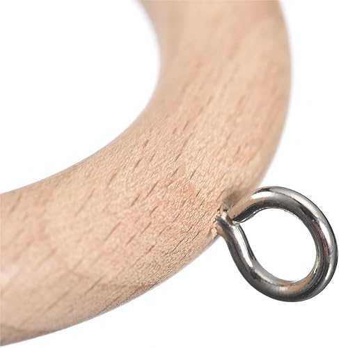 Miniatura 4 de uxcell 6 anillos de madera para cortinas de cortina, ganchos de madera de 2.75 pulgadas con ojo de tornillo para cortinero, natural