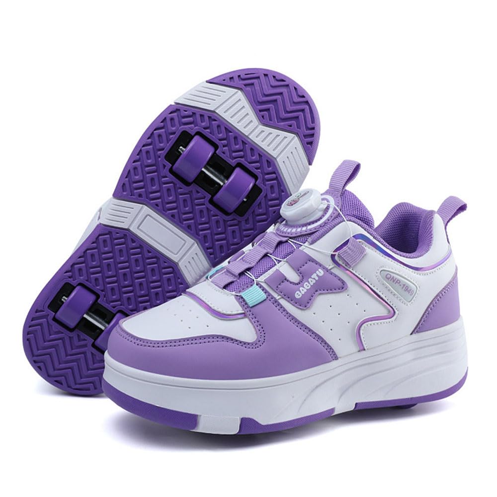 Hiseng Chaussure Roller Fille 31-40EU, Basket Roller pour Enfan Chaussure a Roulette Garcon Chaussure a Roulette Fille Garçons Chaussures Roller Roues Basket a Roulette Adolescents pour Extérieur