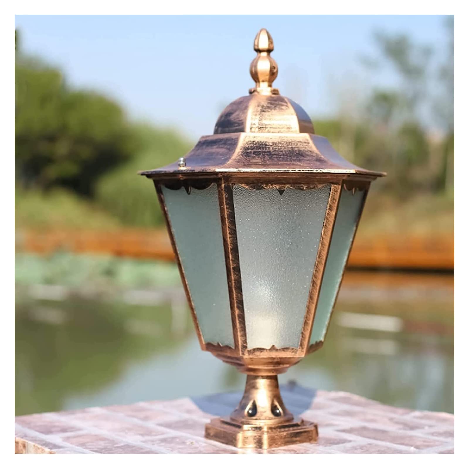 QUSYZD Lamp Post Lights Outdoor, Courtyard Light Security Landscape Lantern, Waterproof Villa Parking Courtyard Gate Column Light Bright Pool Street Post Cap Pedestal,Onecolor-11x31x50cm
