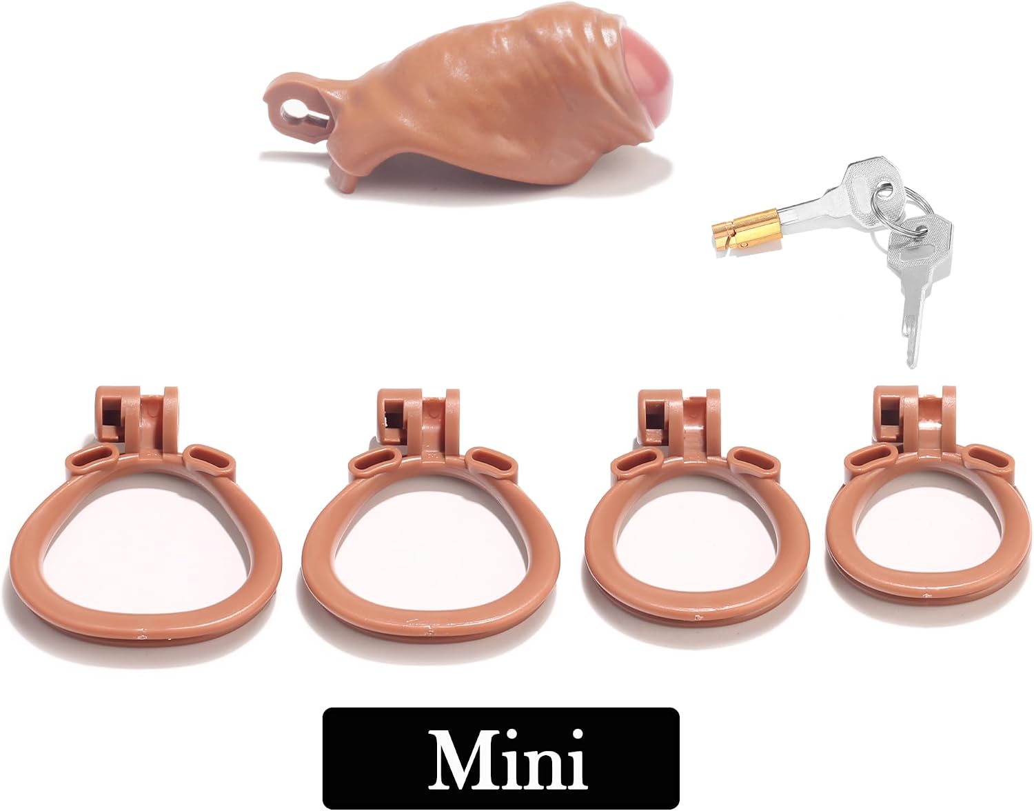 MFMYEE Chastity Cage Chastity Devices, Cock Cage Male Chastity mit 4 Rings Realistic Penis Cage for Man Bondage Gear Adult Male Sex Toy Penis Exercise (XS)