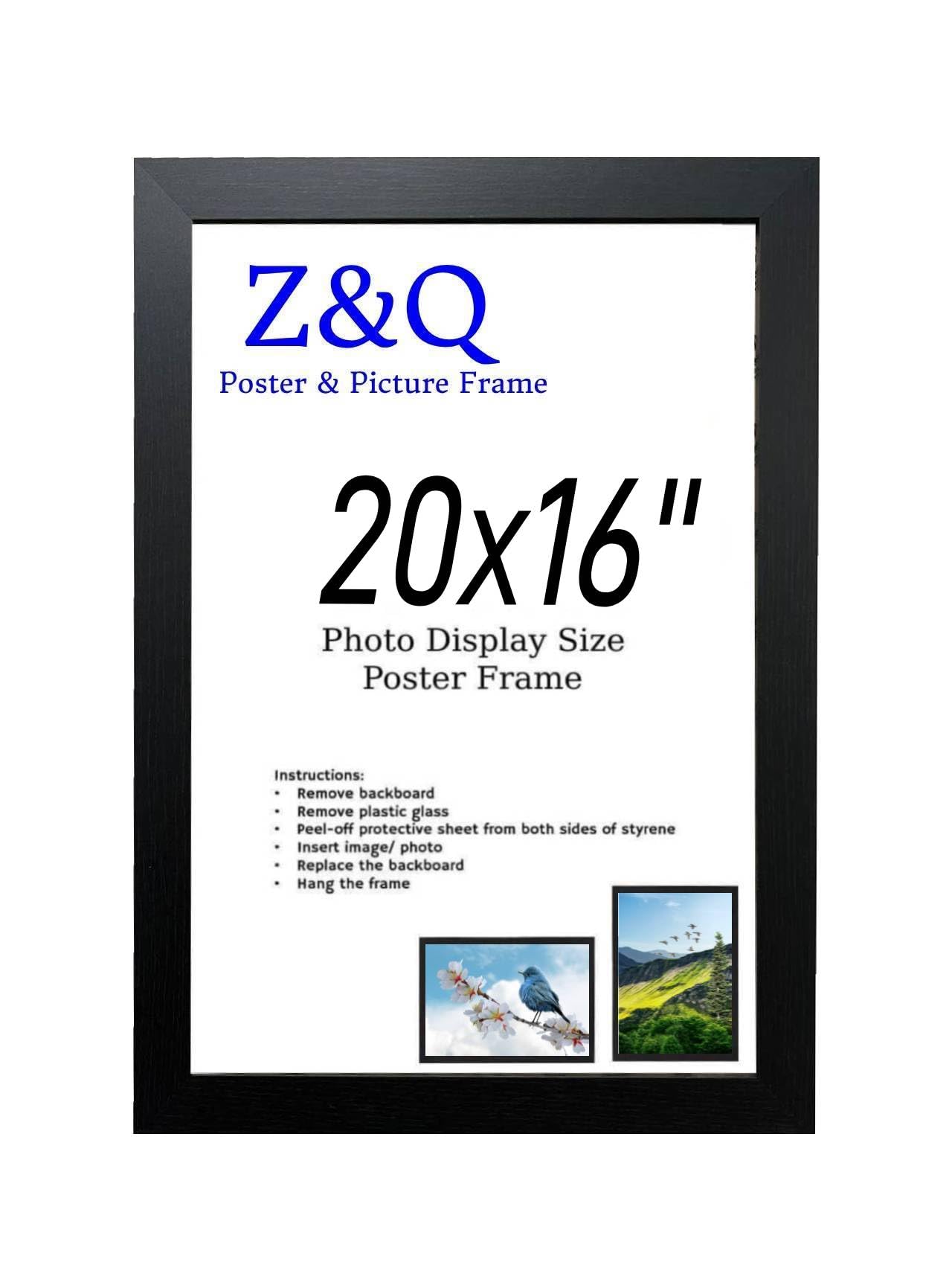 Z&Q Black | Luxury Mdf Certificate Frame (50.80 X 40.64 Cm) Wooden Texture, Sturdy Wall Art 20 Inch X 16 Inch Modern Gallery Style, 508 X 406.4 Mm [ ]