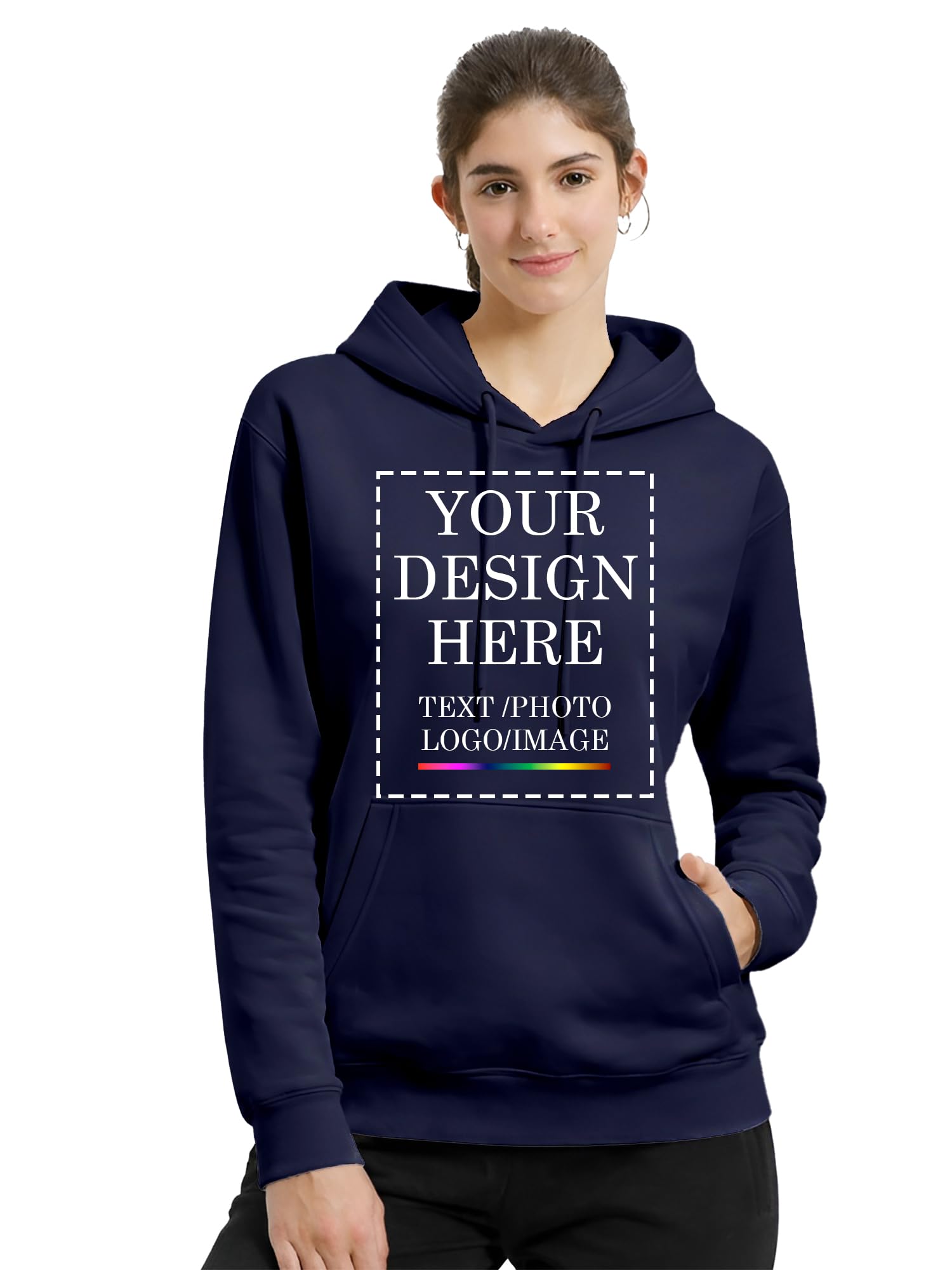 Women’s Custom Hoodie | Personalized Printed Hoodie for Women | Cotton Fleece Sweatshirt | Winter Wear with Custom Name Logo Photo Print