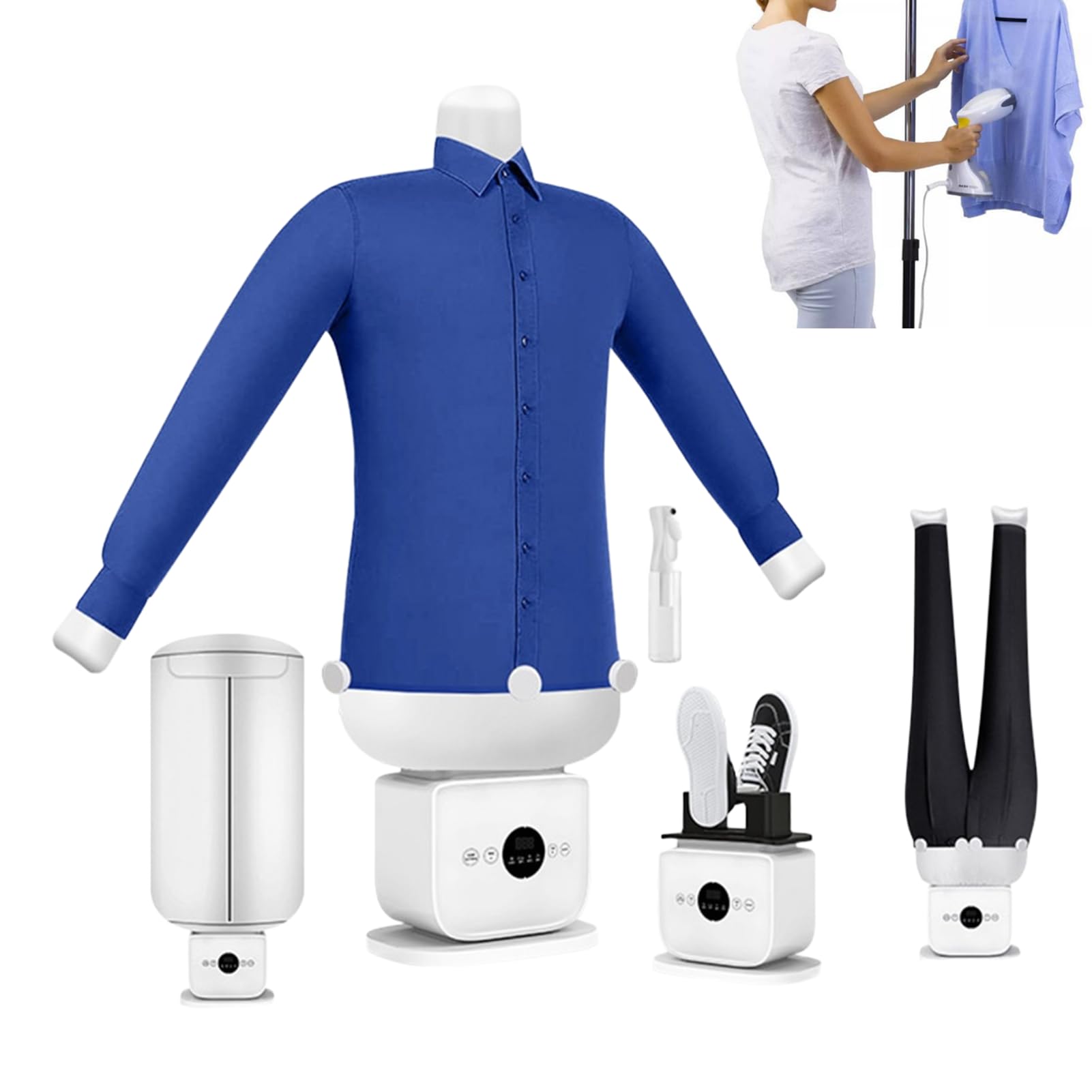Automatische Bügelmaschine, Kleidungsdampfer & Freisprech-Heißlufttrockner - Smart Timer & Auto Shut-Off für Hemden, Hosen & Schuhe - Ideal für Zuhause & Wohnheim