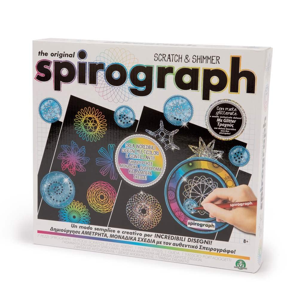 Grandi Giochi Spirograph Scratch And Shimmer, zestaw do tworzenia błyszczących i wielobarwnych wzorów, CLG08000