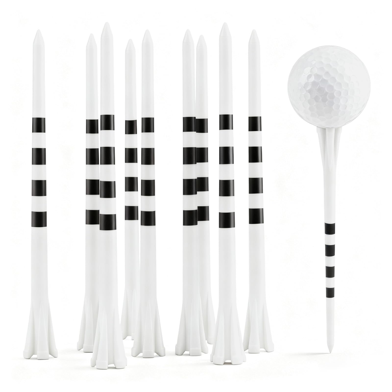 FINGER TEN Plastic Golf Tees Extra Long 4/5" 30 Pack (White, 5 Inch 30 Pack)