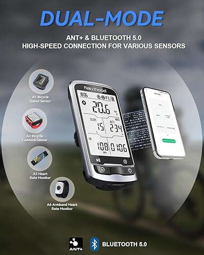 Miniatura 6 de Computadora inalámbrica de bicicleta con GPS de nivel de entrada L4, pantalla laminada de 2.3 pulgadas, ultra delgada y ligera, IPX7 impermeable,