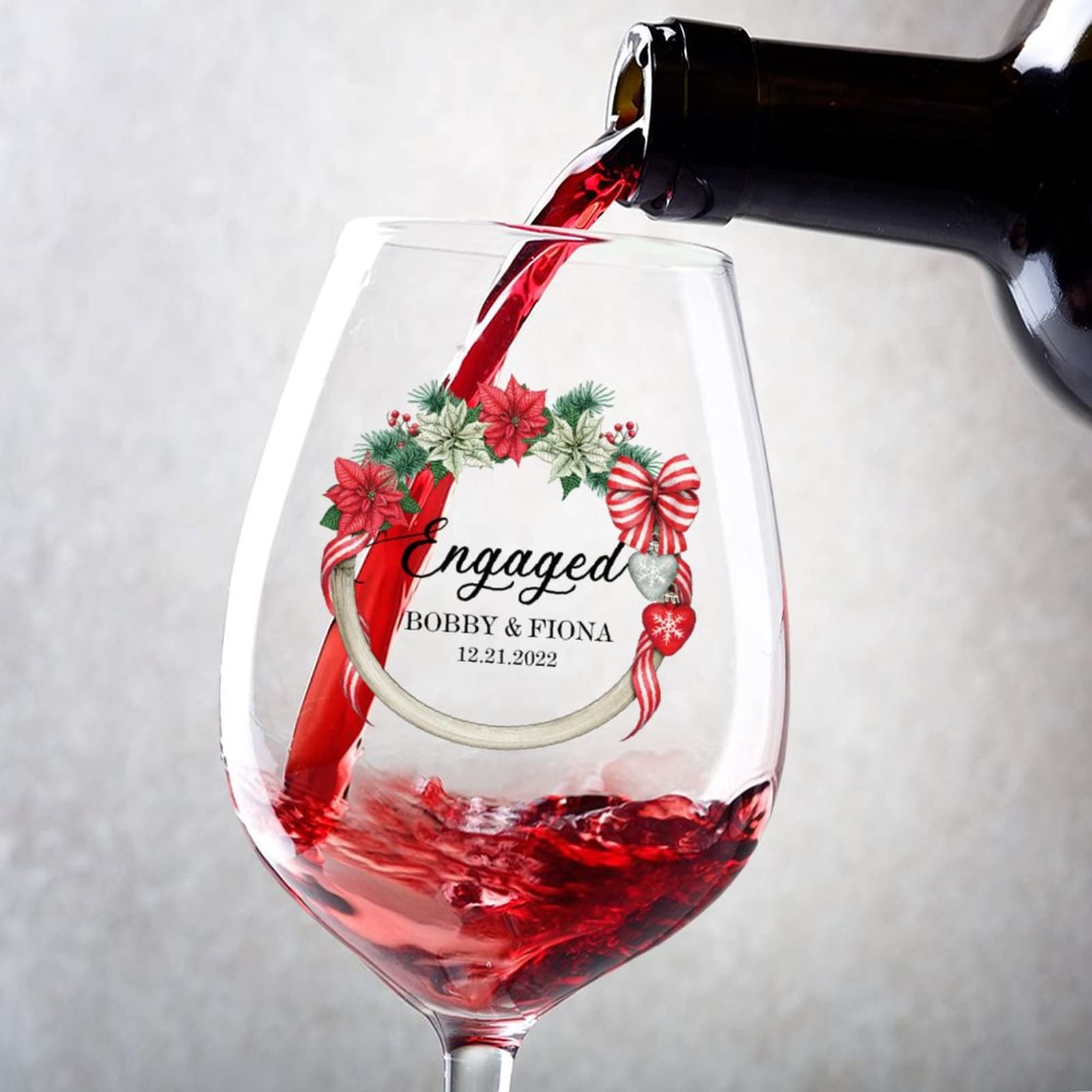 Cadeau de mariage personnalisé : lot de 2 verres à vin de fiançailles 500ml