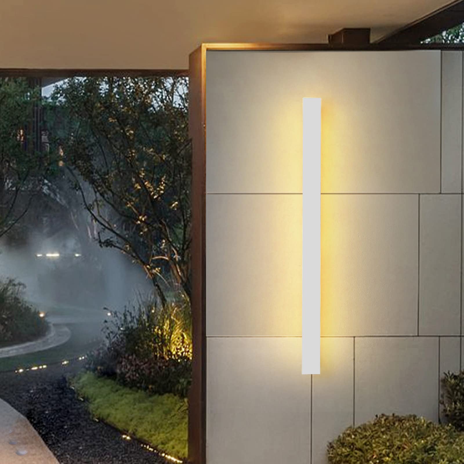 White LED Wall Lights Long Strip Modern Mirror Linear Wall Light Indoor/Outdoor Up and Down Sconce Wall Lamp Warm White 3000K Living Room Bedroom Hallway Stairs Wall Lighting Waterproof IP65,100cm