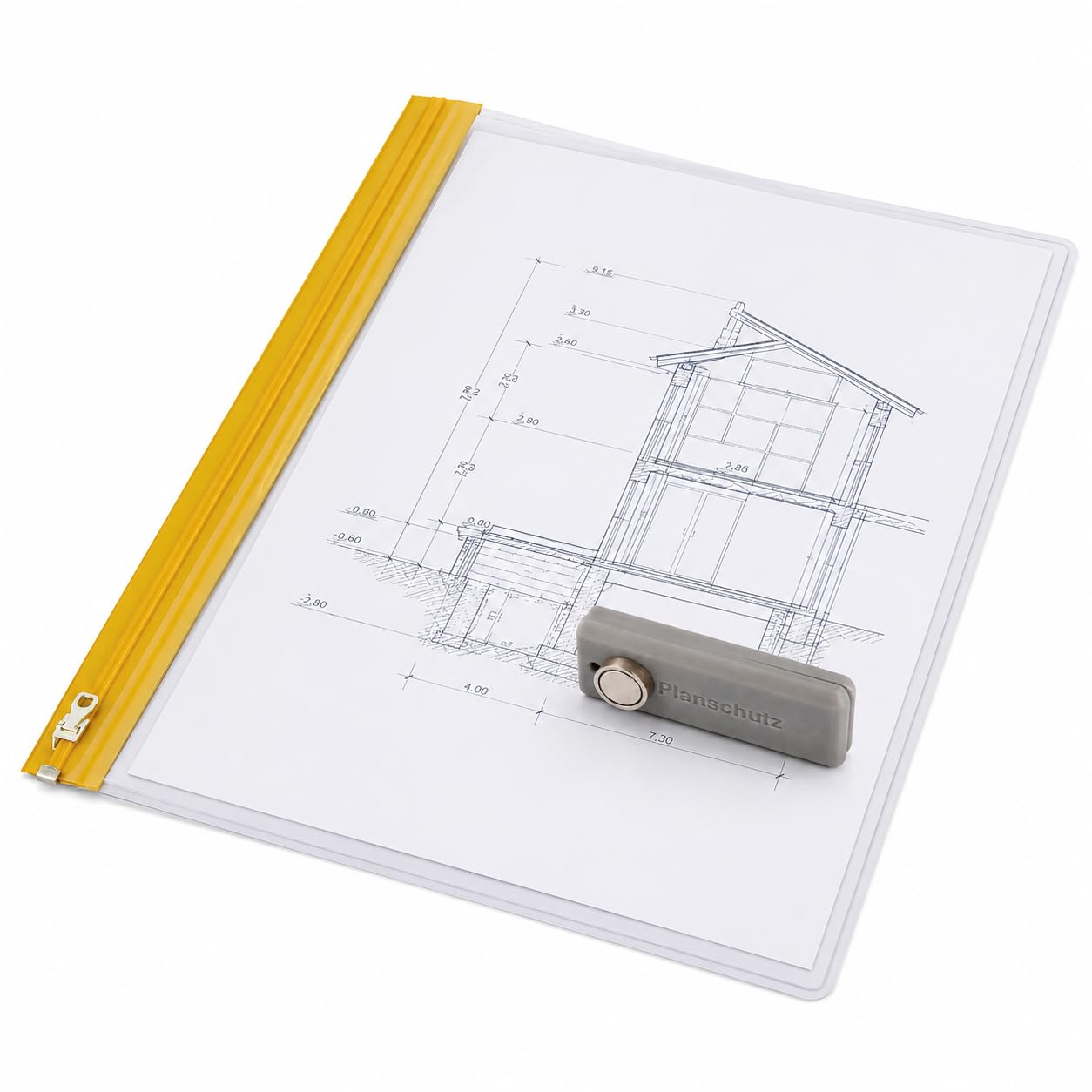 HELE 5x Bolsas de Protección DIN A0 para Planos, Cierre Deslizante y UV | 900 x 1250 mm, Resistente al Agua, 100 my de Grosor, Incluye Clip Magnético de 8 kg, Ideal para Obras y Arquitectos