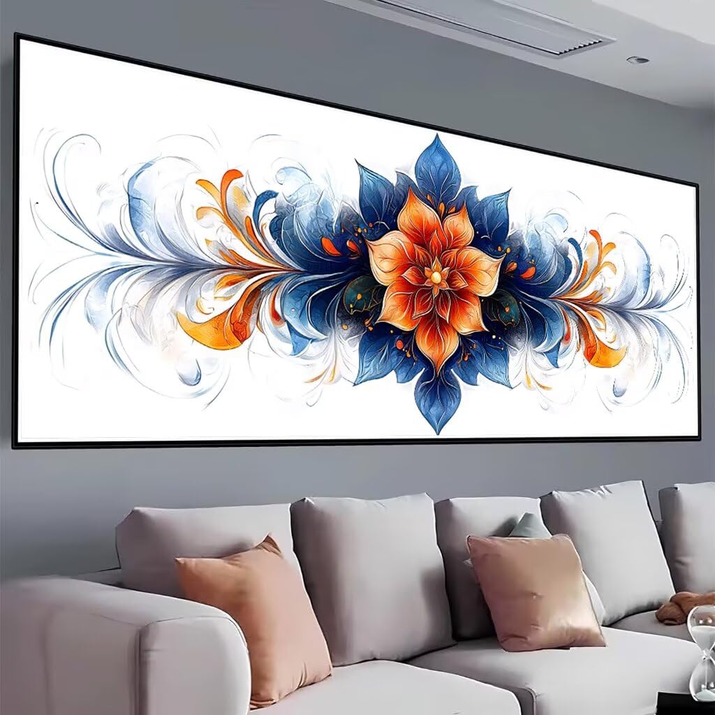 Blume Diamond Painting Groß XXL 130x50cm, Basteln Erwachsene Diamond Painting Set, 5D DIY Mandala Diamant Paintings Bilder Erwachsene, Diamond-painting Set mit Zubehör für Zimmer Deko Geschenke E-88