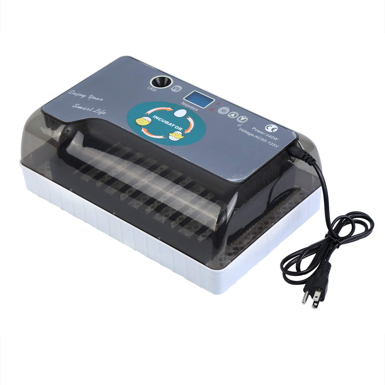 Ridgeyard Egg Incubator Automatic 112 Eggs Digital Incubators Turning Chicken Built-in LED Candler H