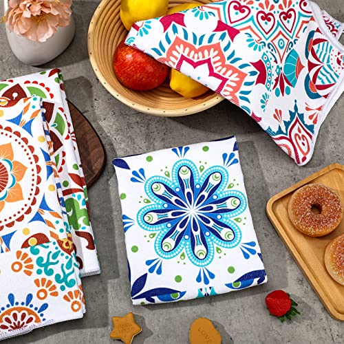 4 Pieces Leaves Kitchen Towels 16 X 24 Inch Dish Towels Bathroom Hand Towels Set Absorbent Hand Drying Cloth Hand Towels For Kitchen Bathroom (Retro Style) #TOP6