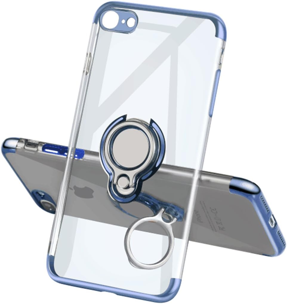 iPhone 7 Case iPhone 8 Case,Meetree Protective Cover Clear Slim Ultra Thin Case with 360 Rotating Ring Grip Holder Stand Magnetic for Car Mount Shock Absorption Soft Bumper Case for iPhone 7 8(Blue)