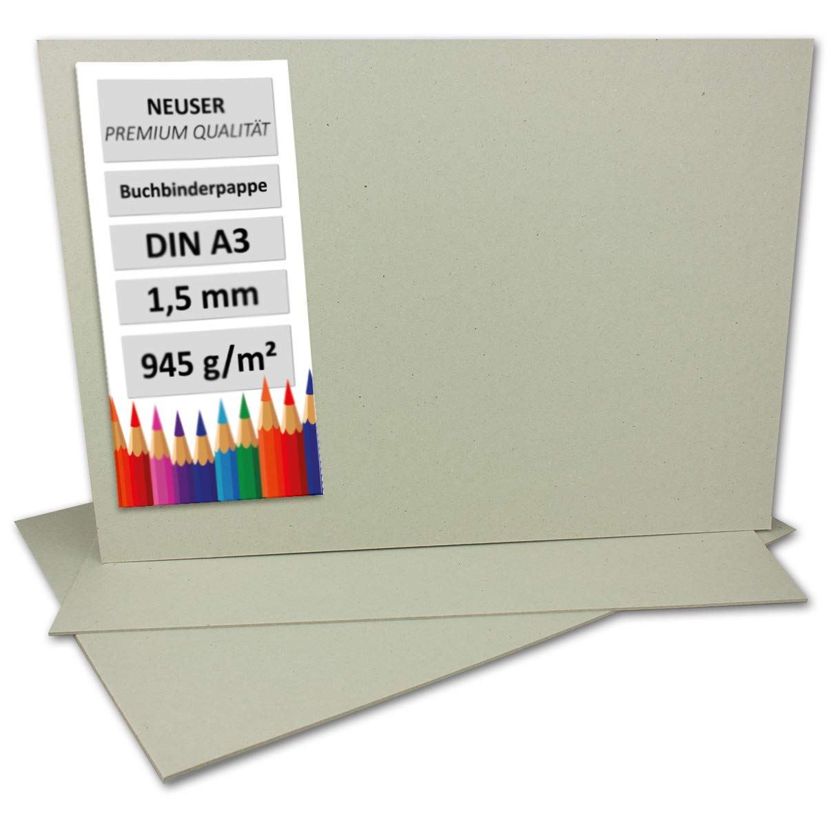 Carton de reliure pour livre, 1,5 mm d’épaisseur – Carton très résistant Lot de 20 DIN A3 gris/marron – 1,5 mm.