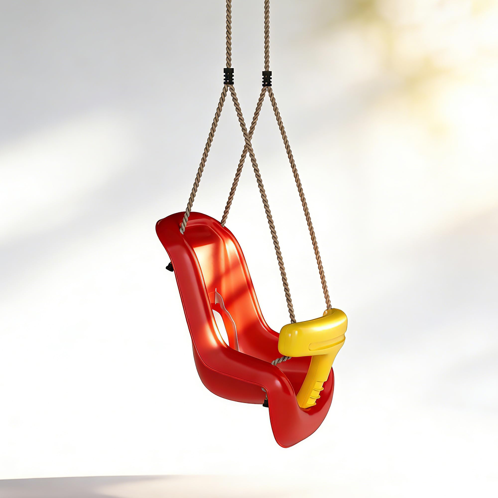 AIYAPLAY Altalena per Bambini da Interno ed Esterno, Altalena da Giardino per Neonati e Bimbi 9-36 Mesi, Corda Regolabile e Cintura di Sicurezza