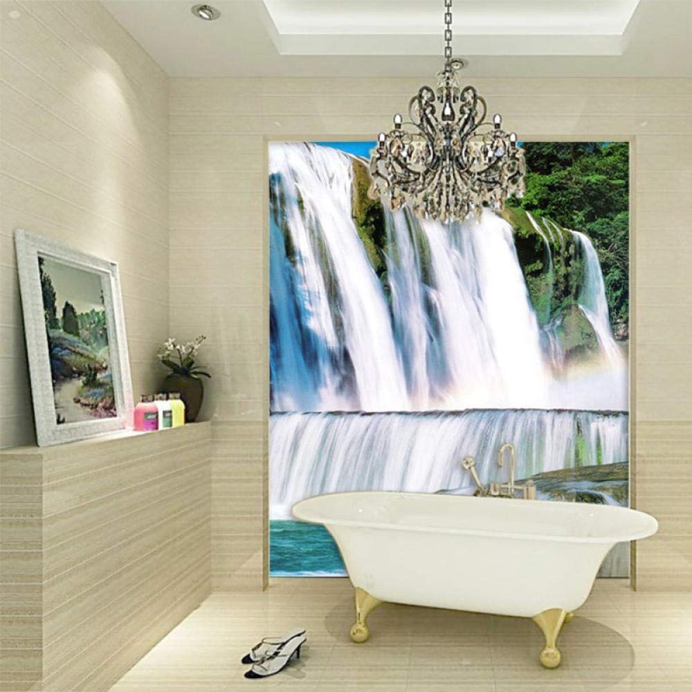 Papel Tapiz Mural De Baño Autoadhesivo Personalizado 3D Cascadas Bañera Pegatina De Pared Pvc Impermeable Decoración Del Hogar Papel Tapiz Fotográfico 3D,250(W)*175(H)Cm