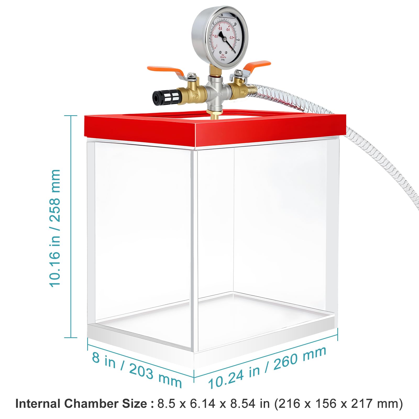 stonylab Acryl Vakuumkammer (Transparent), 1.633 Imp Gal, mit 10.2 mm Vakuumanschluss, Luftdicht für Laborgebrauch