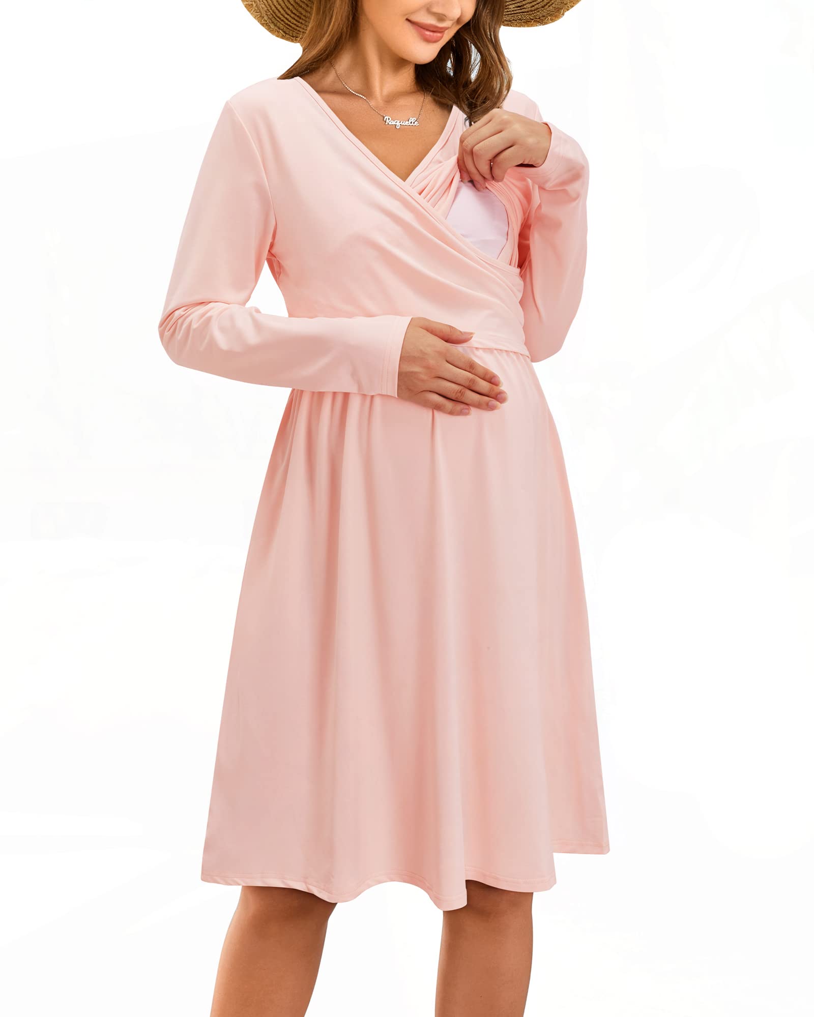 Ultranice Womens Long Sleeve Breastfeeding Dress Casual V Neck Maternity |  Desertcart Brunei
