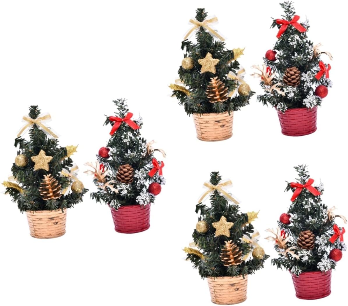 3sets 20cm Desktop Christmas Tree Ball Ornaments Xmas Table Decor 2pcs*3