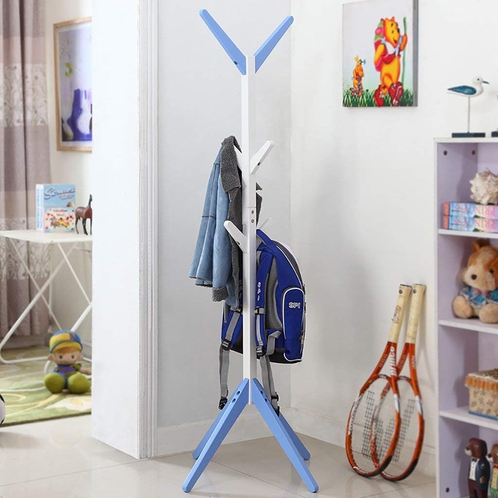 Coat Rack Solid Wood Free Standing Coat and Hat Rack for Garage Foyer Office Closet/Free Standing Coat Rack Light Wood Portable Coat Rack Tower