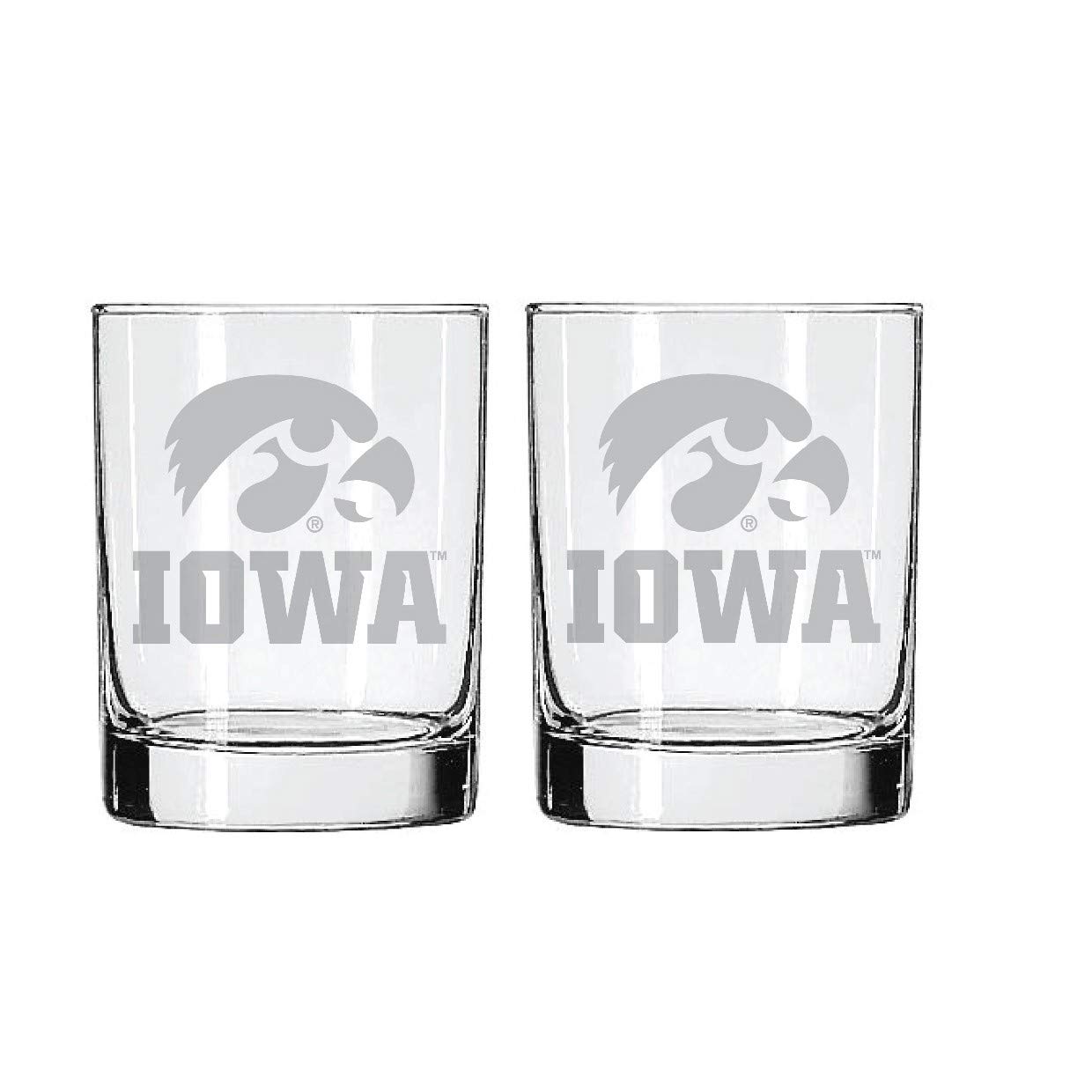 Iowa Hawkeyes 2-Sided Satin Finish Rock Glass Set of 2 14oz