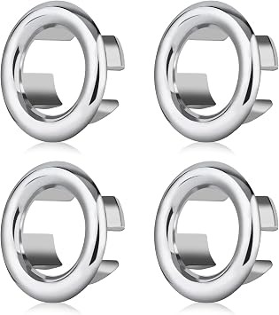4Pcs Sink Overflow Ring, Bathroom Sink Overflow Hole Cover, Chrome ABS Plastic, 22-24mm Aperture