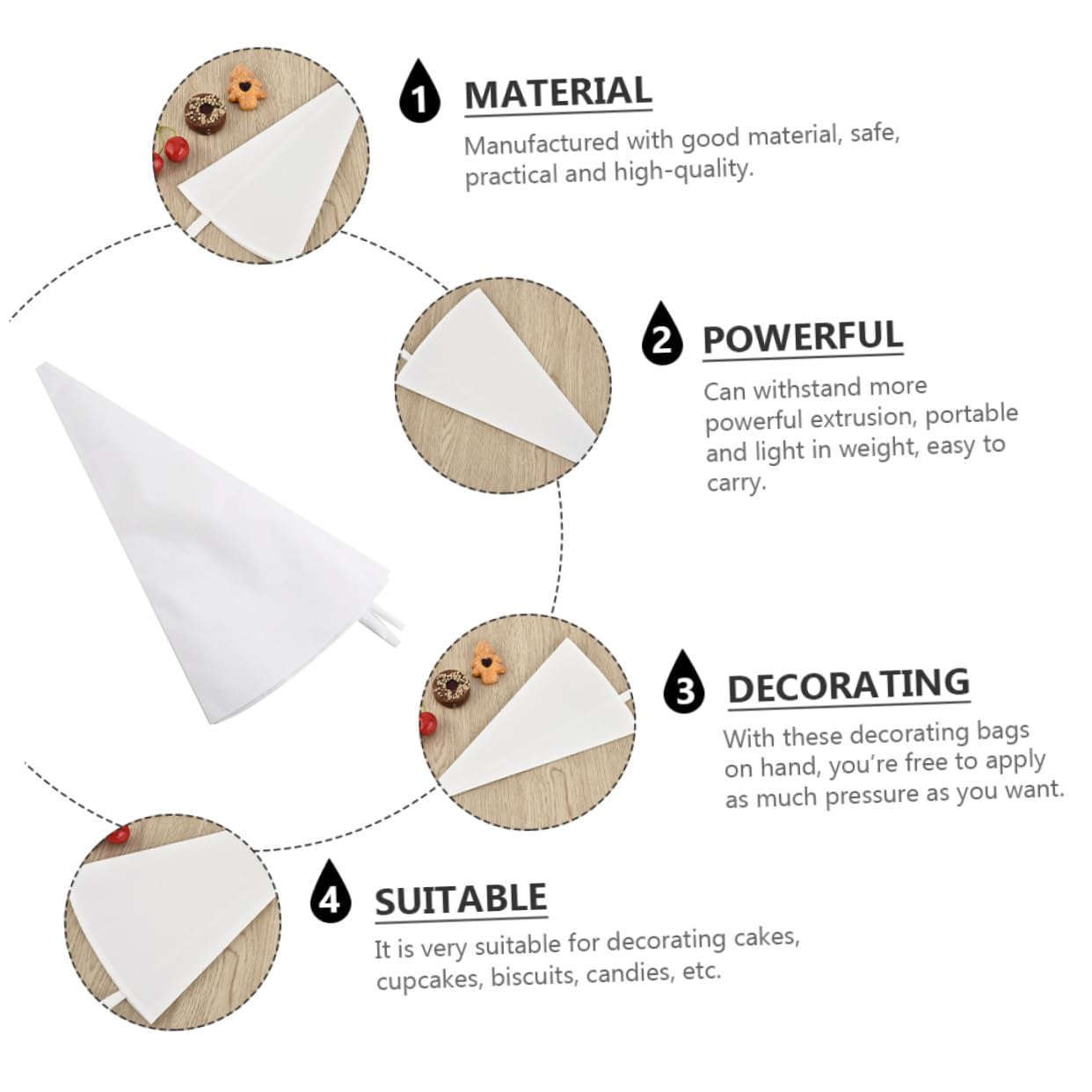 GLEAVI 3Pcs Reusable Pastry Bags Frosting Decorating Bags for Cakes Cupcakes and Cookies Lightweight and Portable for Easy Use