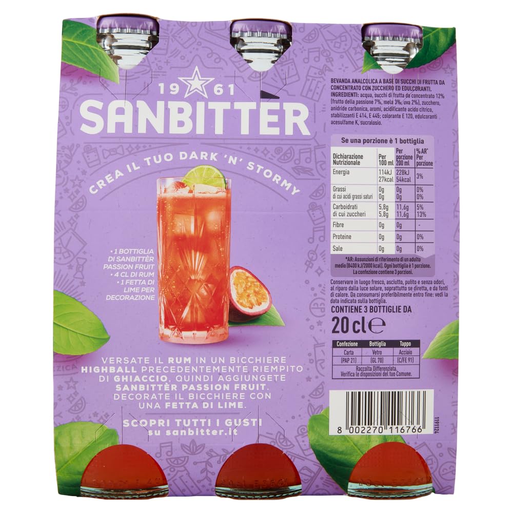 Sanbittèr Passion Fruit Alkoholfreier Aperitif aus Italien 48 x 200ml