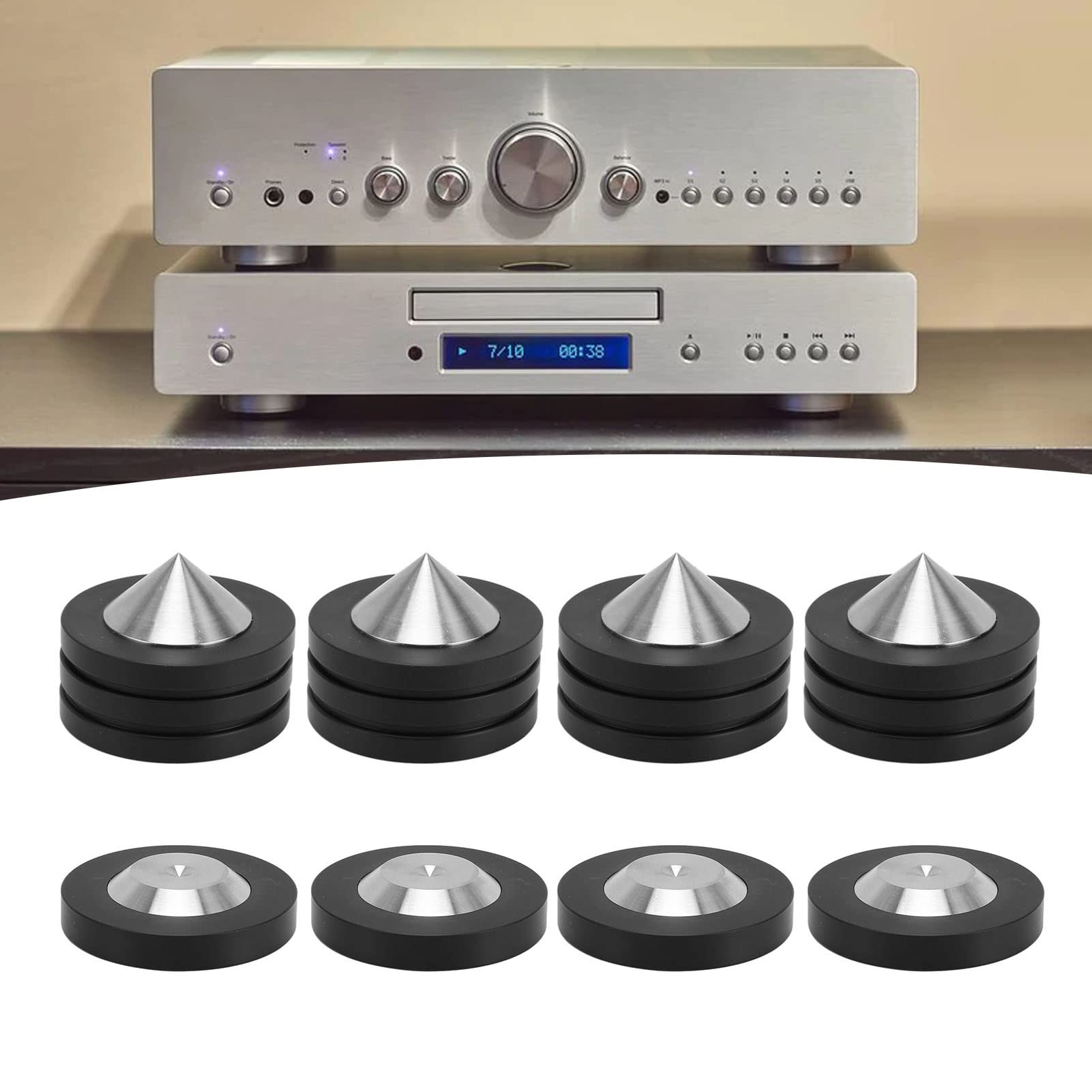 Yunseity 4 Punte per Piedini Isoanti per Altoparlanti 36 X 12 Mm, Cuscinetti Isoanti per Altoparlanti Hifi in Acciaio Inossidabile, Protezioni per Pavimento, per,