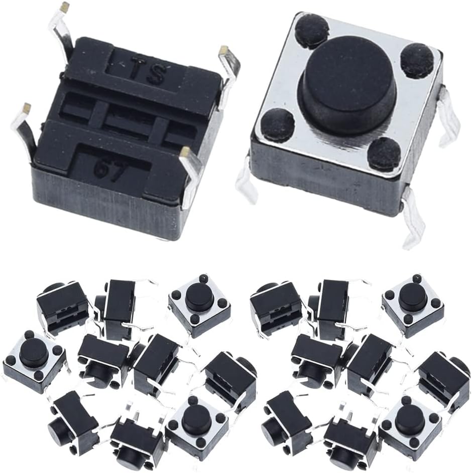 POPESQ Taster 6mm - 10 Stück, Momentary Switch Für Elektronik Projekte