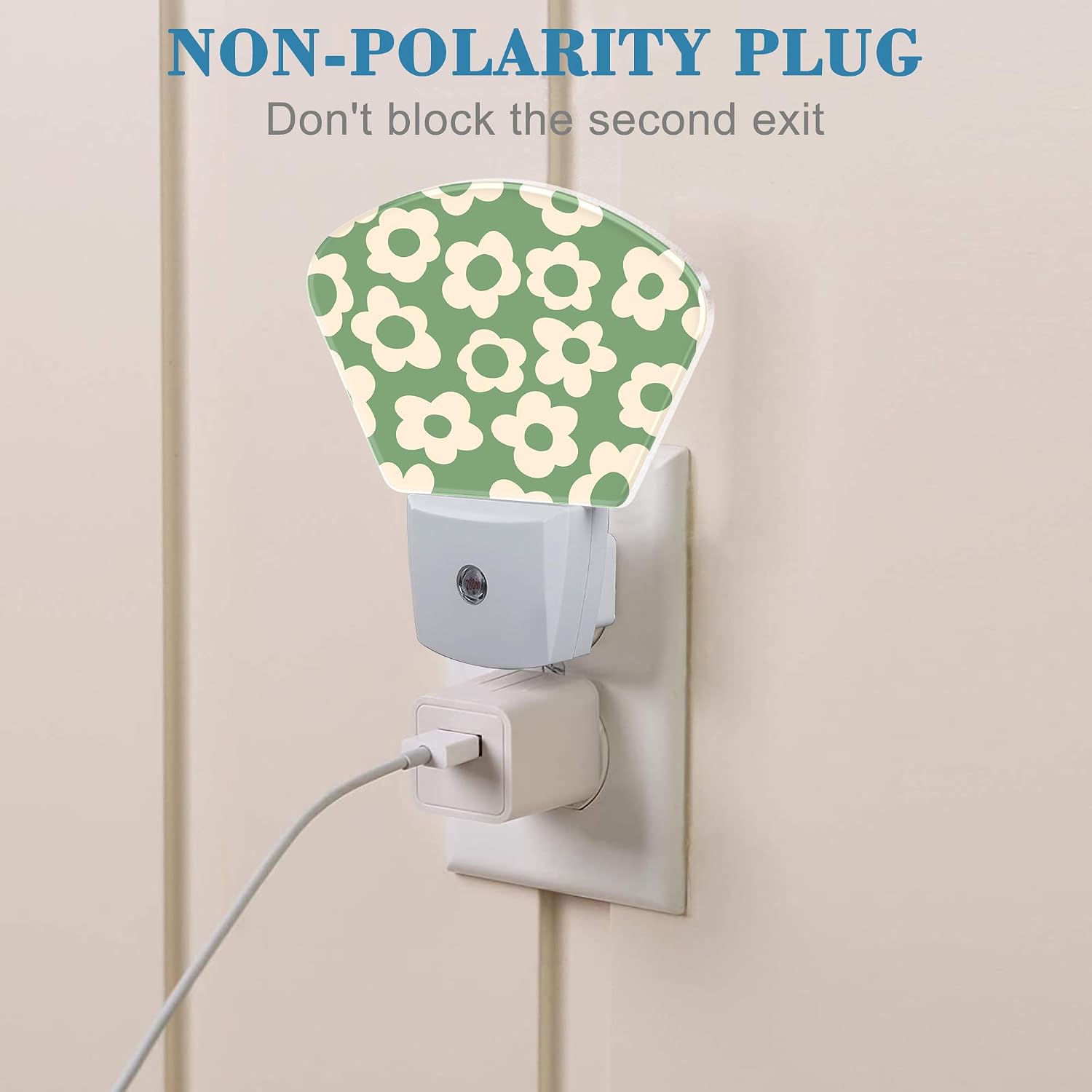 Vintage Green Flowers Night Light, Groovy Flowers Nightlight Plug into Wall with Dusk to Dawn Sensor for Kid Girls Boys Women Men Bedroom, Hallway, Kitchen, Bathroom, Stairs Decor image 3