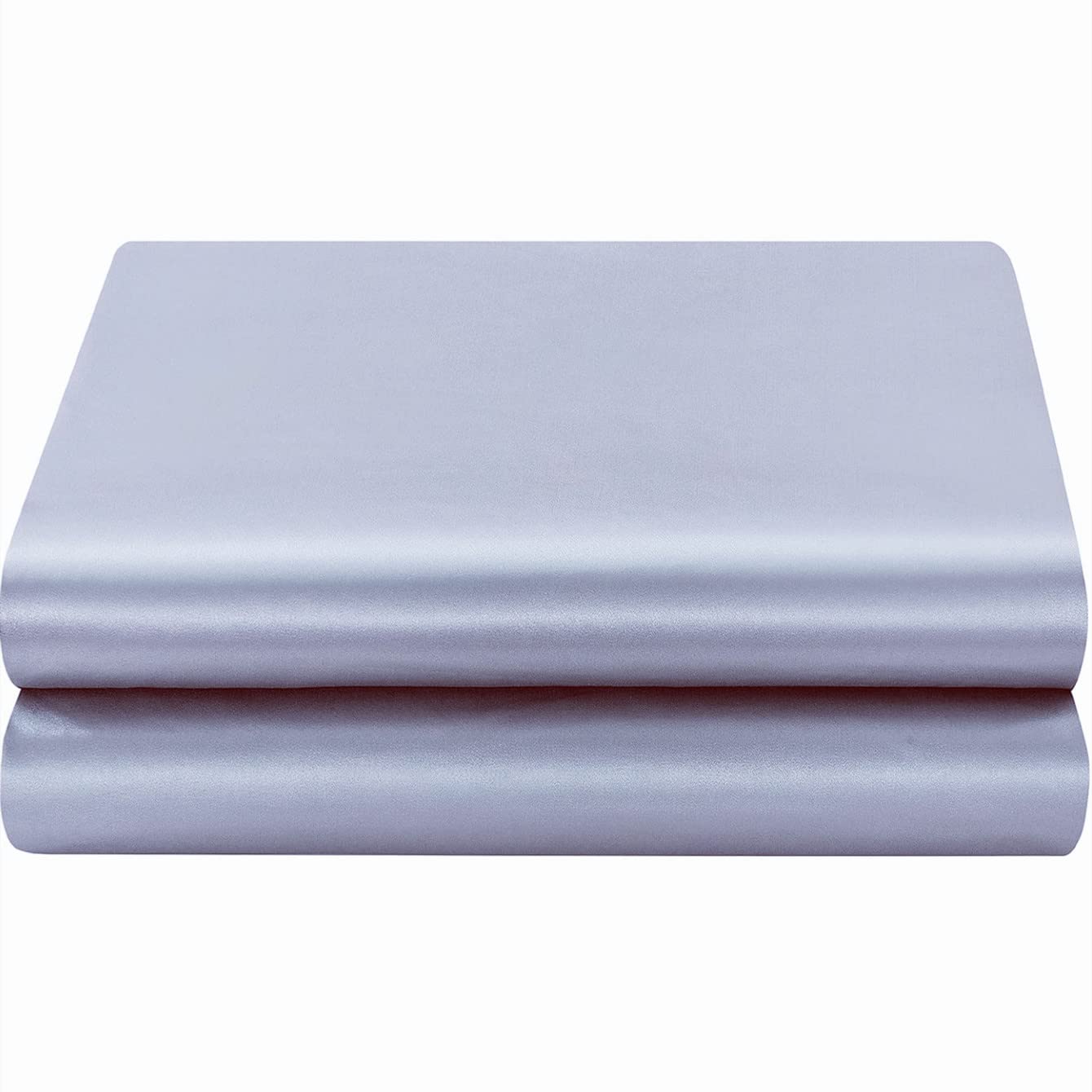Satin Flat Sheet Only 1 - Piece Top Sheet, Extra Soft Silk Flat Bed Sheets Sold Separately (Silver Grey, Queen - Satin Flat Sheet Only)