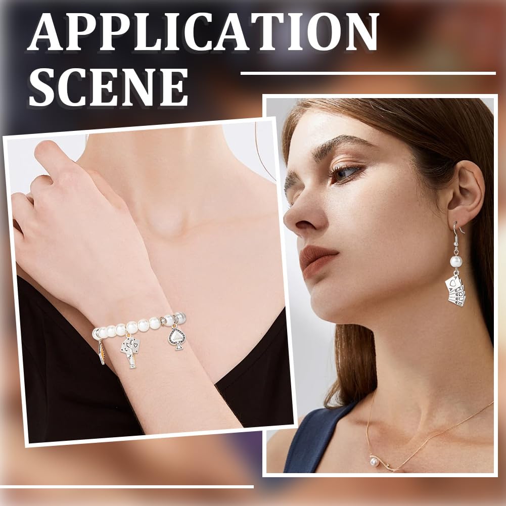 SUNNYCLUE 1 Box 80Pcs 10 Styles Silver Poker Charms Playing Cards Charms Tibetan Alloy Metal Ace of Spades Clue Games Rhombus Heart Lock Pendants for Jewelry Making Findings Necklaces DIY Crafts - Image 4