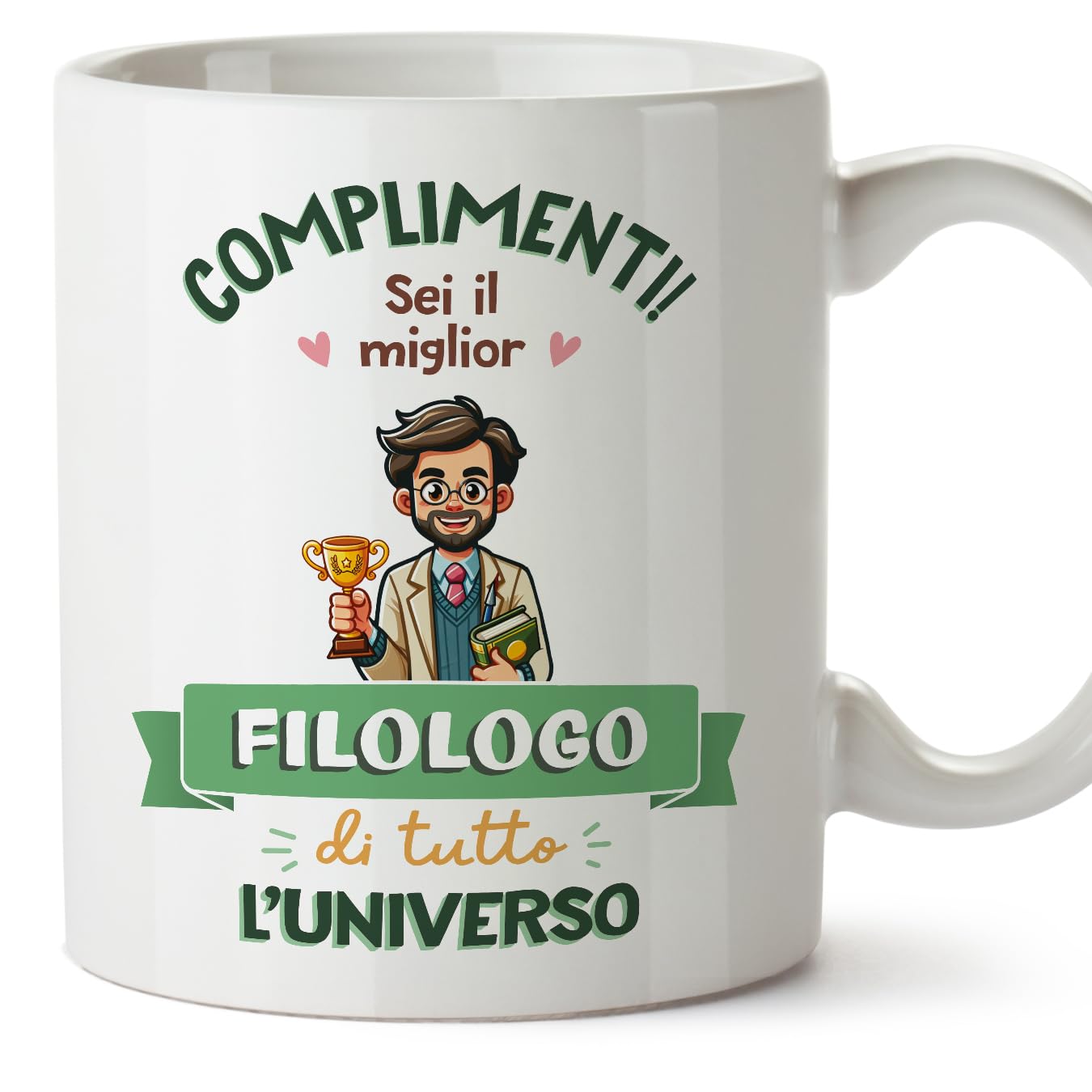 MUGFFINS Philologist Man Mug - in Italian - Miglior Universo Trofeo - Funny Gift for Colleagues - Ceramic 11oz Mug — image 1