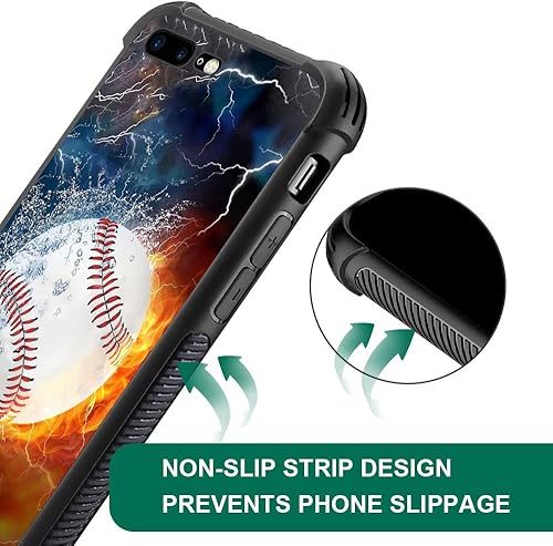 Miniatura 5 de DAIZAG Funda compatible con iPhone 78SE 2020 Ice Fire Baseball Funda de teléfono a prueba de golpes suave TPU para niños y hombres, funda de regalo