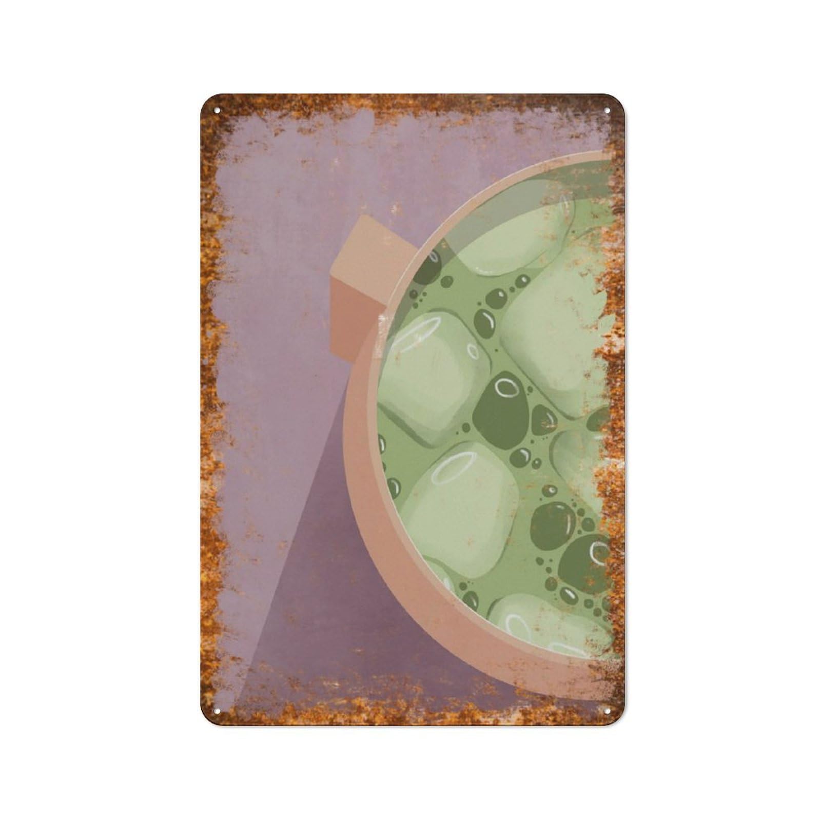 Minimalist Matcha Art Metal Sign, Kitchen Bedroom Aesthetic Wall Decor, Cafe Garage Hanging Plaque,8x12 Inch