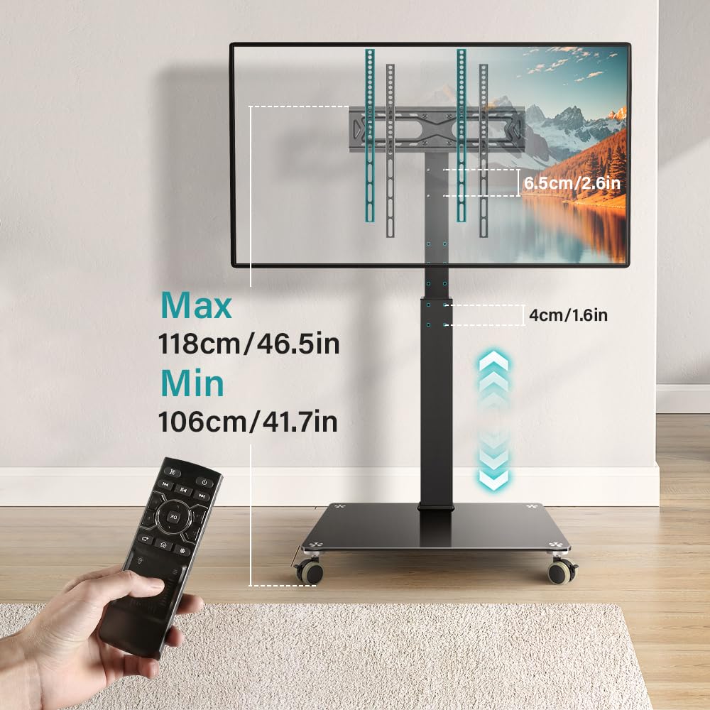 Amazon.co.jp: BFTOU ブラック モバイルテレビスタンド キャスター付き 