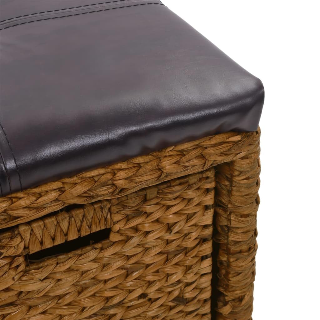 Générique Wasserhyazinthe Bank mit Kissen, 71 x 40 x 42 cm, Braun | 2 Körbe zur Aufbewahrung, Kapazität 110 kg, Deja Assemble, rustikal, Natur