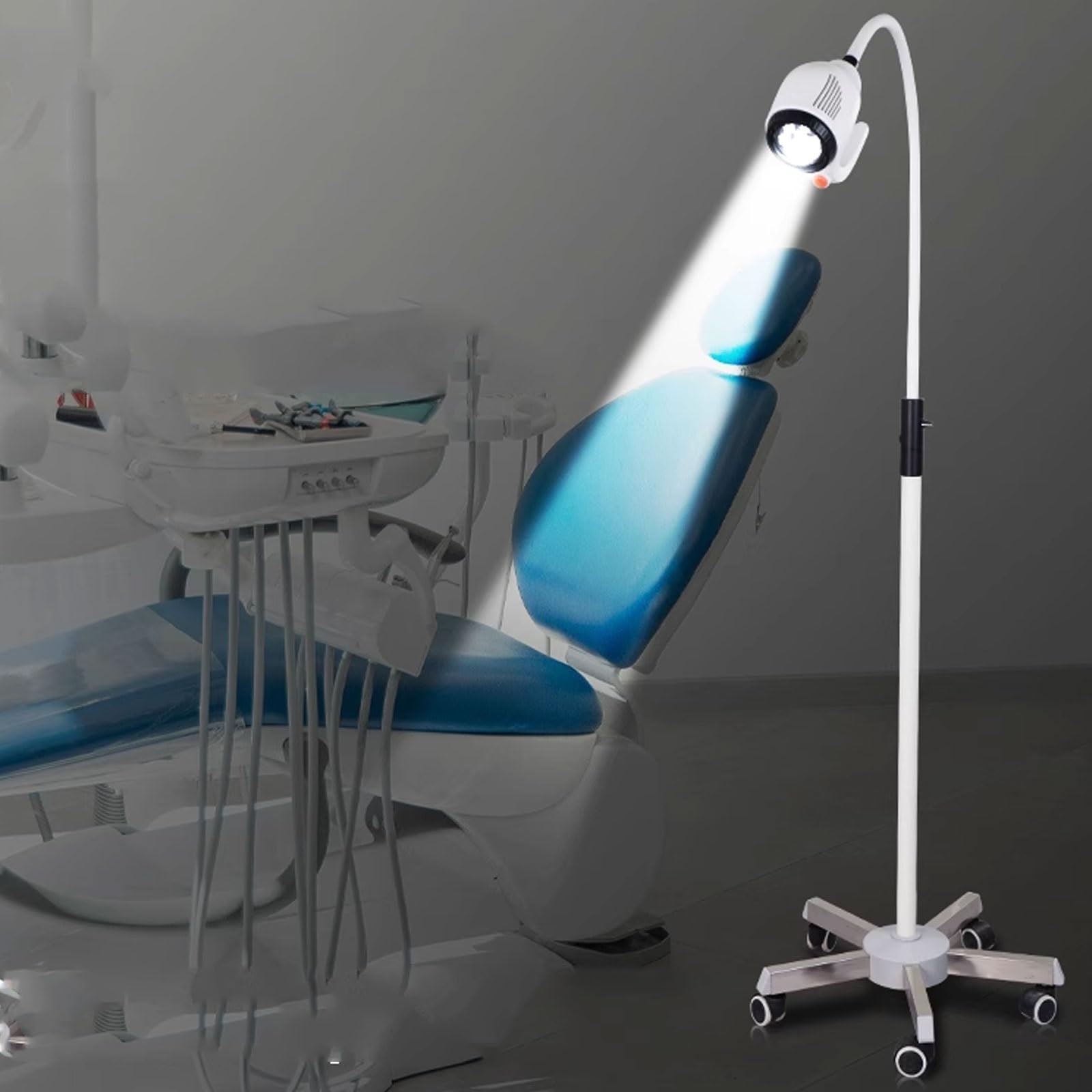Lampada Chirurgica Mobile Dells'esame Del LED Visita A Collo D'Oca Luminosità E Angolazione Della Testa Della Lampada Regolabili per Impianti Dentali E Assistenza