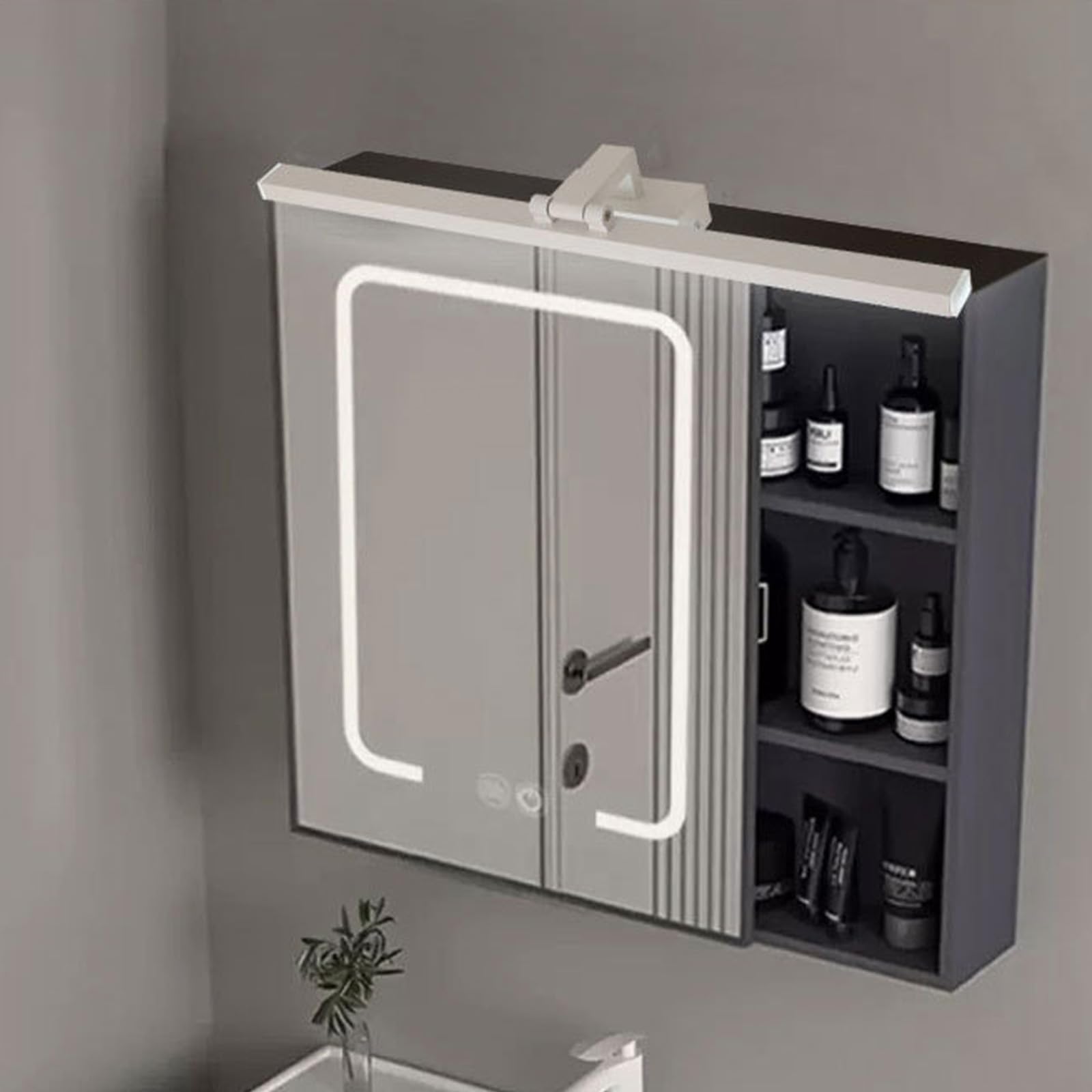 LED Spiegellampe Bad mit Bewegungsmelder Spiegelleuchte 180° Schwenkbar Wandleuchten Badezimmerschrank Lampe Wasserdicht Modern Aluminium Keller Küche Badschrank (Weißes Neutrales Licht,100cm)