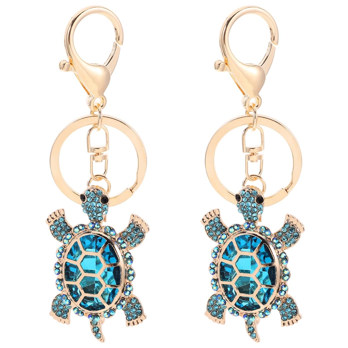 Theaque Unisex Blue 2Pcs Turtle Keychain Rhinestone Key Ring Backpack Key Pendant Turtle Hanging Ornament For Bag Purse