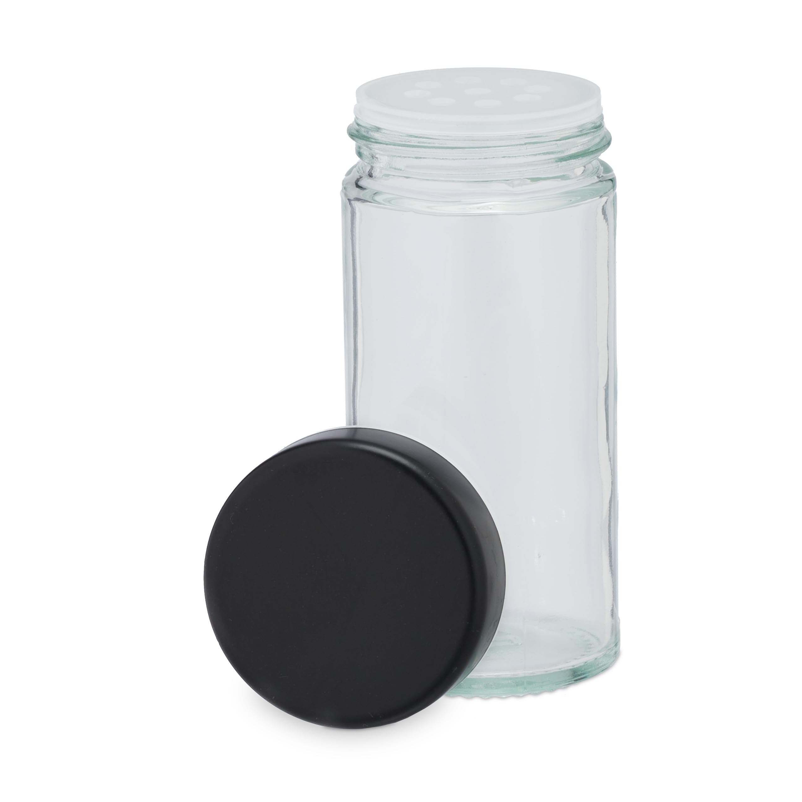 Relaxdays Portaspezie da Cucina Girevole, 20 Barattoli, Organizer Rotante a 360°, HLP: 33,5x20x20 cm, Acciaio Inox, Nero