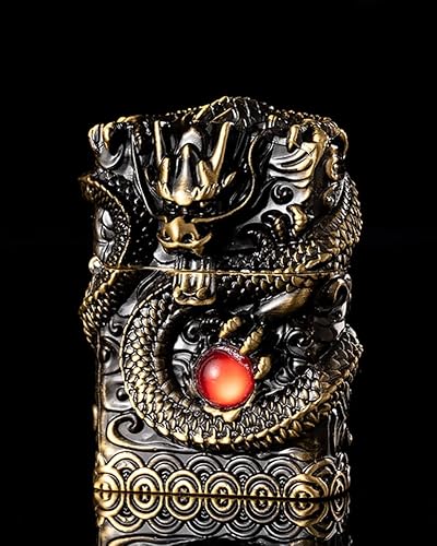 Miniatura 7 de Encendedor de dragón de alivio al viento, encendedores geniales, reutilizable, vintage, antiguo, gabardina, queroseno, para colección, regalo