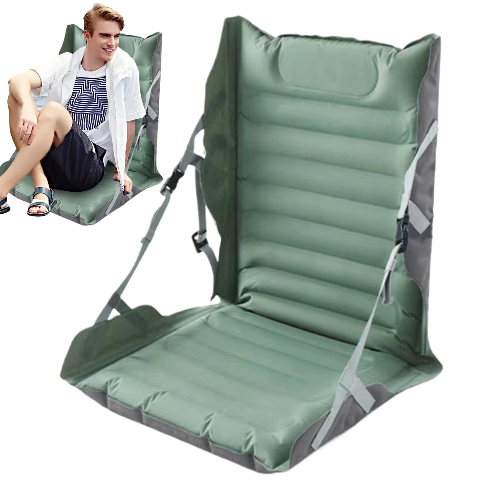 Cuscino Gonfiabile da Viaggio e Sedia Cuscino Pieghevole con Supporto | Cuscino Gonfiabile per Stadio per Campeggio Escursionismo Spiaggia Sport Pesca Viaggio