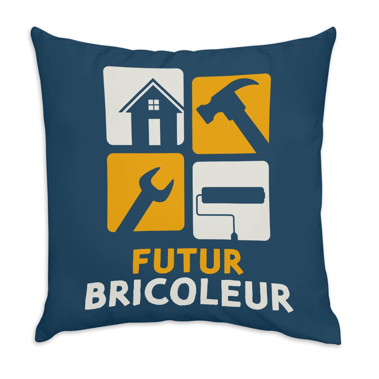 Coussin en velours bleu 40 x 40 cm le cadeau parfait pour futur bricoleur