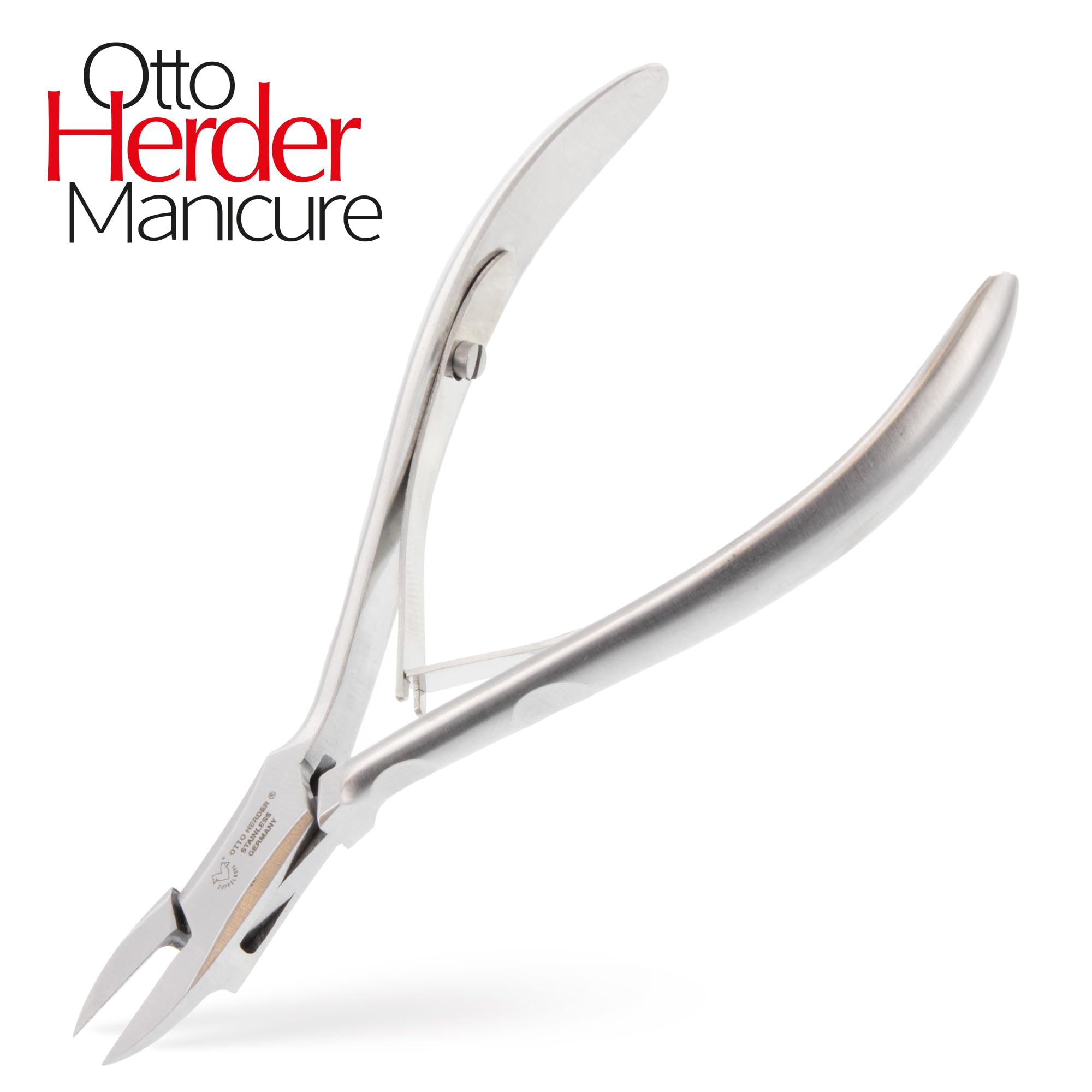 Otto Herder - Pinza per unghie dei piedi, 13 cm, in acciaio inox, con molla e punta particolarmente fine