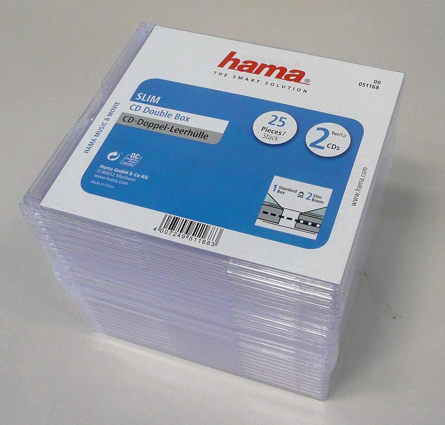 Hama Slim CD Double Cases Pack of 25 - Transparent