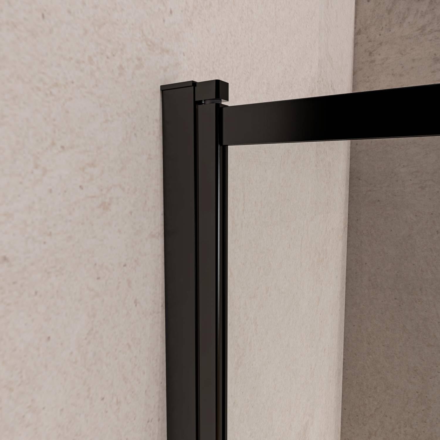 Mampara de Bañera Abatible Corredera 70 cm Negro Mate - Cristal Templado 6 mm Antical - 150cm Altura