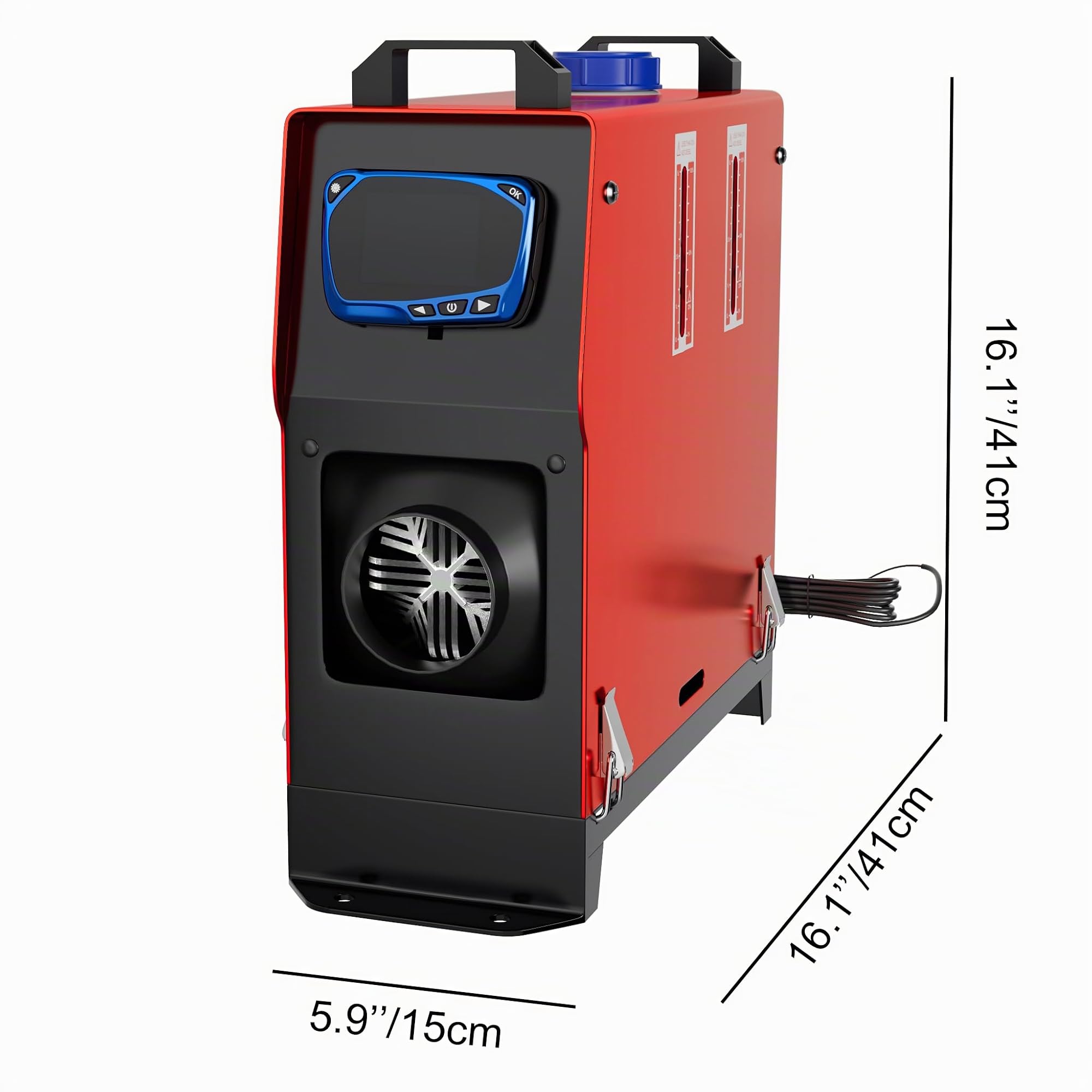 YRHome 12V Diesel Lufterhitzer Standhezung Diesel 8KW Air Diesel Air Standheizung Heizung Auto Heizung Dieselheizung mit Fernbedienung LCD & Luftauslass für LKW Wohnmobil Auto RV (Rot + Blau LCD)