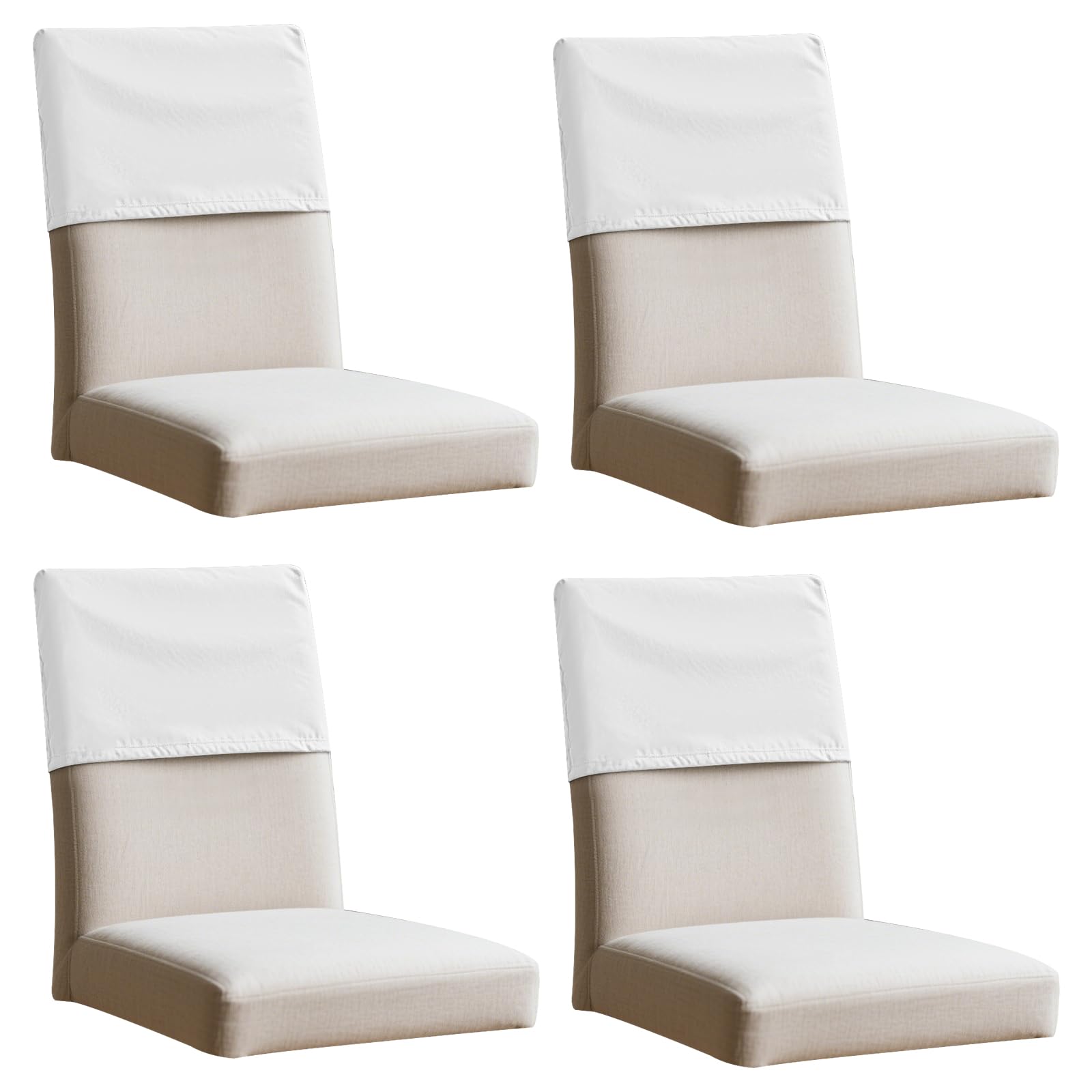 Foppla 4Pcs Dining Chair Back Covers Elastic Polyester Chair Back Protective Cover Dustproof Backrest Slipcover Grey/Black for Home Office(Beige-S-4) — image 1